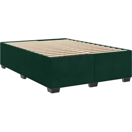 vidaXL Boxspringbett mit Matratze Dunkelgrün 140x200 cm Samt