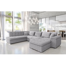Mirjan24 Ecksofa Niko Bis Cord, Polsterecke mit Bettkasten und Schlaffunktion, Sofa, Polstergarnitur (Farbe: Poso 110, Seite: Rechts) - Grau