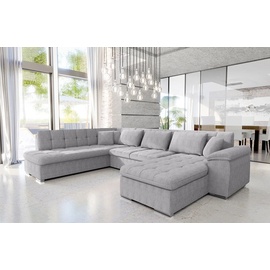 Mirjan24 Ecksofa Niko Bis Cord, Polsterecke mit Bettkasten und Schlaffunktion, Sofa, Polstergarnitur (Farbe: Poso 110, Seite: Rechts) - Grau