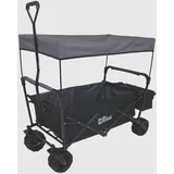 TRUTZHOLM® Bollerwagen faltbar mit Sonnendach Breitreifen schwarz/grau | Falt-Bollerwagen | Handwagen Gitterwagen Gartenwagen Transportwagen Feststellbremse