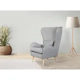 Guido Maria Kretschmer Home & Living Sessel "Charles Ohrensessel", grau, B:78cm H:118cm T:94cm, 100% Polyester, GUIDO MARIA KRETSCHMER HOME & LIVING, Sessel, Ohrensessel, groß und gemütlich in modernem Design