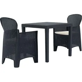 vidaXL Rattan Kunststoff Set 3-tlg. anthrazit/optik