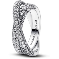 Pandora Timeless Pavé Gekreuzter Doppelband-Ring aus Sterling Silber mit Cubic Zirkoniastein verziert, Größe: 58,