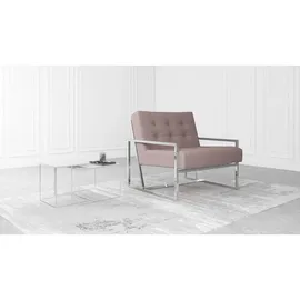 s-style möbel Loungesessel Mit Silber, Füßen Aus Rosa Bouclé-stoff