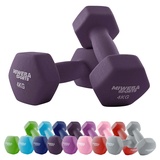 Miweba Sports Neopren Hantelset NKH100 | Profi Hantel - Hexagon Hanteln Set - Kurzhanteln - Kurzhantel Set - Gymnastikhanteln - Hantel Set - Dumbbell - 0,5-10 Kg (2X 4.0 kg, Lila)