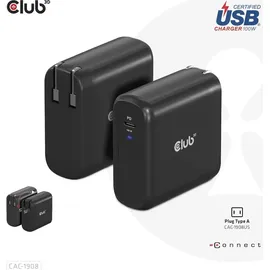 Club 3D Reise Ladegerät PPS 100W GAN, USB-IF TID-zertifiziert USB Typ-C PD 3.0