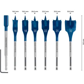 Bosch Flachfräsbohrer-Set 16/18/20/22/25/32 mm 7-tlg.