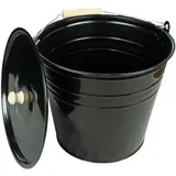 HRB Ascheeimer Stahlblech 12 l mit Deckel Schwarz