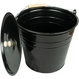 HRB Ascheeimer Stahlblech 12 l mit Deckel Schwarz