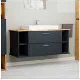 GARLIVO Waschbeckenunterschrank GLA-120 mit Schubladen, Badezimmer Waschtischunterschrank, Anthrazit Breite 120 cm, Soft-Close, Push-to-open/Tip-on, hängend schwarz