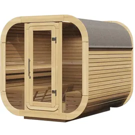 Wolff Finnhaus Design Saunahaus Luago 2x2 Art 1 naturbelassen Typ 3 mit Vollglasfront Komplett montiert