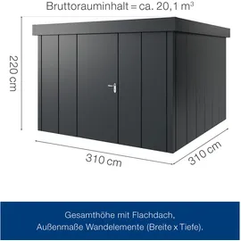 Hörmann Metall-Gerätehaus Juno JFD14 L-Sk 7016) 1-flg L Flachdach