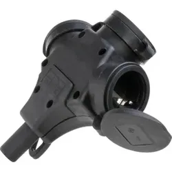 Kopp 181605010 3-fach Vollgummi-Schutzkontakt-Kupplung, schwere Ausführung, für Kabelquerschnitte bis 3x2, 5mm2, Farbe: schwarz