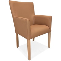 Braunes Echtleder TOLEDO Stuhl Sessel Leder Stühle Armlehnen hoher Rückenlehne