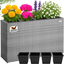 CASARIA Blumenkasten 4 Innentöpfe 40 x 20 x 15 cm Grau