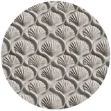 OnlyWow Badematte Sand - Muschelform - Grau, Höhe 10 mm, Polyester, Rund, Badezimmerteppich, Badteppich, Rutschfest, Badvorleger, Waschbar grau Rund | 70 cm x 70 cm x 10 mm