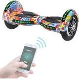 ROBWAY W3 Hoverboard für Erwachsene und Kinder, 10 Zoll Self-Balance-Scooter, Bluetooth, App, (Orange Graffiti)