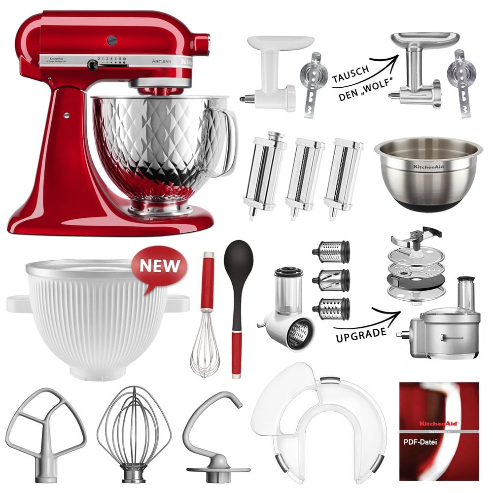 Preisvergleich Produktbild KitchenAid Küchenmaschine Artisan 5KSM156Q Mega-Sommer Set Liebesapfelrot