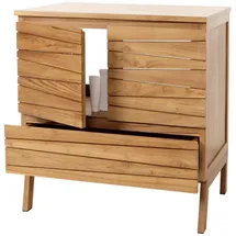 MCW Teak-Waschbeckenunterschrank MCW-M73, Waschtisch Schrank, hochwertiges B-Grade-Teak (Kernholz, 20-30 Jahre), 87x81x56cm