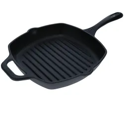 Victoria Grillpfanne Induction Gusseisen 25x25cm, Feuer, Grill Cast Iron ohne PTFE, VIC-38571, Schwarz
