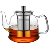 1600ML Teekanne Glas mit Siebeinsatz, CMXING Teekanne mit herausnehmbarem Teesieb aus Edelstahl, Borosilikatglas Teeservice für Schwarzen Tee, Grüner Tee