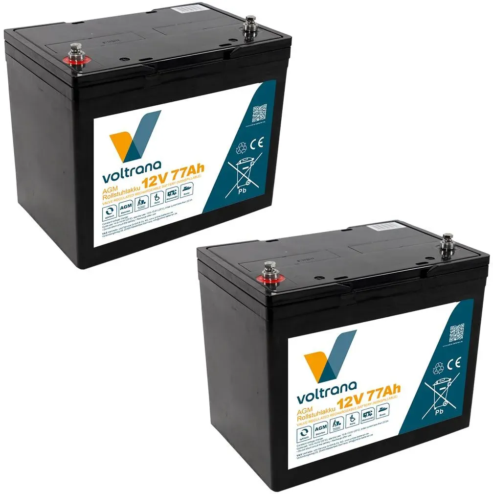 Rollstuhlakku passend für Heartway USA P25 CEO 24V 2 x 12V 77Ah – Voltrana Ersatzakku