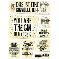 Trendaffe Alkohol Kühlschrankmagnete 8er Set mit Sprüchen über Gin