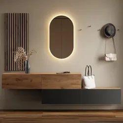 Flurgarderobe 2x 160 cm mit Wandpaneele und Spiegel mit LED-Beleuchtung gold eiche / anthrazit - gold eiche