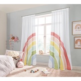 Lüttenhütt Gardine Regenbogen, Kräuselband (2 St), transparent, Voile, Kindergardine, gewebt, bedruckt, verschiedene Größen, 2-er Set bunt 140 cm x 225 cm