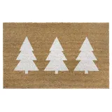 HANSE HOME Kokos Fußmatte Weihnachten für Innen - Schmutzfangmatte Natur, Kokosmatte Weihnachtsbäume Weiß, Fußabtreter rutschfest für Flur, Eingangsbereich - 45x75cm