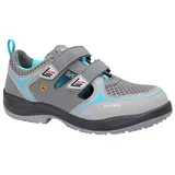 ELTEN MILA Easy ESD S1, Damen, Textil, Stahlkappe, leicht, sportlich, Grau/Türkis, Größe: 36