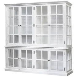 Chic Antique antiker Vitrinenschrank Marseille 8 Türen, H195/L220/B55 cm, weiß
