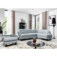 Fun Möbel Ecksofa inkl.Hocker CHARLOTTE in Stoff Matt Velvet
