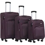BEIBYE Leichter Stoffkoffer Kofferset Trolley Außentaschen Dehungsfuge mehr Stauraum mit Zahlenschloss (Lila, Set)