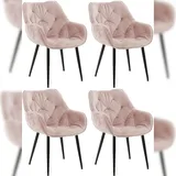 CLP Esszimmerstuhl Tanna Samt pink 4er Set