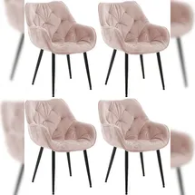 CLP Esszimmerstuhl Tanna Samt pink 4er Set