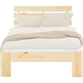 Homestyle4u Bett mit Lattenrost Holz Natur Holzbett 90x200 Einzelbett 90 x 200 cm Massivholzbett 90x200 Kiefer –