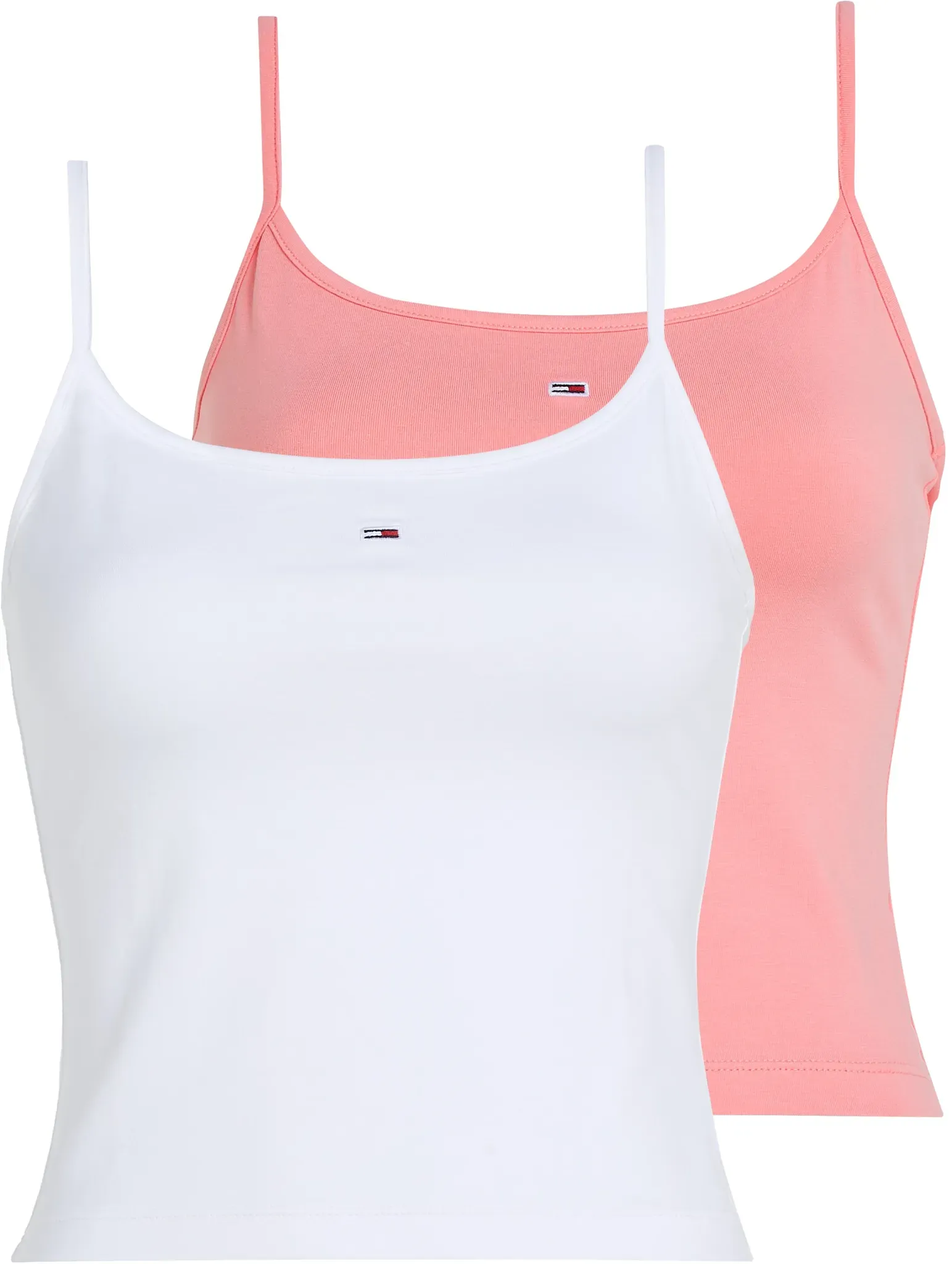 Tommy Jeans Spaghettitop »TJW 2PACK ESSENTIAL STRAP TOP«, (Packung, ESSENTIAL Regular Flag Logo TJ Women), mit Tommy Jeans Logo-Flag TOMMY JEANS White / Pink XL (42)