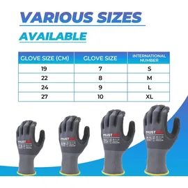 mustbau Arbeitshandschuhe 6 Pack, Abriebfest Gartenhandschuhe Montagehandschuhe,Größe:L