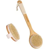 JAYZUUM 2er Set Rückenbürste, Trockenbürste, Badebürste mit langem Stiel, Körperbürste Saunabürste für Peeling und Massage