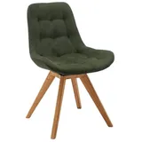 MCA Furniture Carryhome Stuhl, Olivgrün, Textil, Wildeiche, massiv, konisch, 56x84x63 cm, Stoffauswahl, Sitzfläche 180° drehbar, automatische Rückholfunktion, Esszimmer, Stühle, Esszimmerstühle, Vierfußstühle