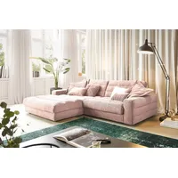 KAWOLA Sofa LANA Ecksofa Cord rosa Recamiere links