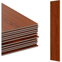Relaxdays PVC Bodenbelag selbstklebend, 2,5m2/18 Stück, Holzoptik, Bad, Küche, Klebefliesen 91x15 rutschfest, rotbraun