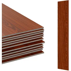 Relaxdays PVC Bodenbelag selbstklebend, 2,5m2/18 Stück, Holzoptik, Bad, Küche, Klebefliesen 91x15 rutschfest, rotbraun