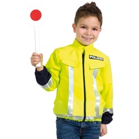KarnevalsTeufel Kinder Kostüm Polizei Jacke Neon Gelb Warnschutzjacke Polizist Alltagsheld kleiner Held Kostüm für Kinder versch. Größen Verkleidung (128)