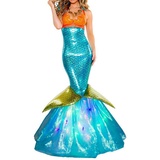 YEAJION Meerjungfrau Prinzessin Kleid Damen Meerjungfrau Verkleidung Prinzessin Kostüm Fishtail Kleid Weihnachten Halloween Karneval Party Bühnenauftritt Kostüm für Erwachsene S-XXL