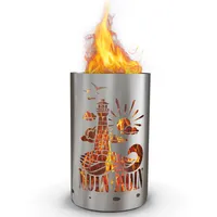 TiKo-Design Feuertonne - Lagerfeuertonne - Feuerkorb mit Leuchtturm Moin Moin Motiv – Verleihen Sie Ihrem Garten EIN besonderes Ambiente für unvergessliche Abende mit ihren Freunden