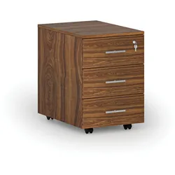 Büro-Rollcontainer PRIMO WOOD, 3 Schubladen, Nussbaum