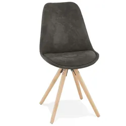 Esszimmerstuhl Mikrofaser Holz | Skandinavischer Stuhl mit hoher Polsterung | Eleganter Designerstuhl mit Buchenholzbeinen | Kadima Design