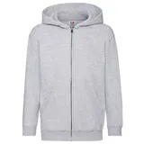 FRUIT OF THE LOOM KIDS CLASSIC HOODED SWEAT JACKET - Unisex Kinder Kapuzen Sweat-jacke, graumeliert, 128